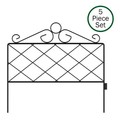 Nature Spring Set of 5 Metal Garden Fencing Panels for Decorative Edging Flower Beds and Landscaping | Black 668572BIL